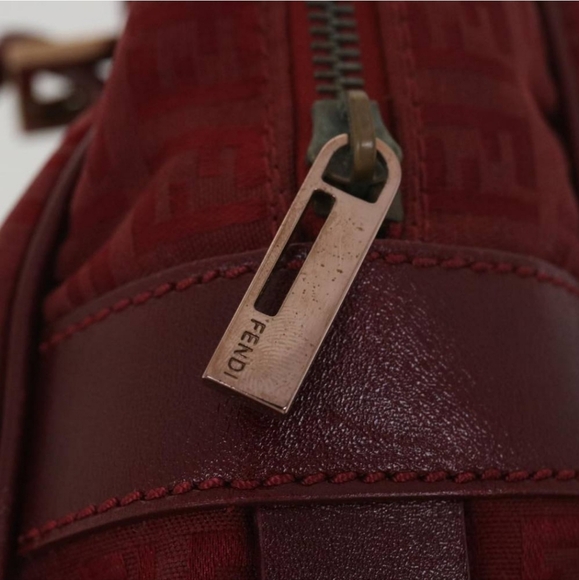 FENDI Zucchino Canvas Authentic Hand Bag Red Auth rd4396 - Picture 2 of 16